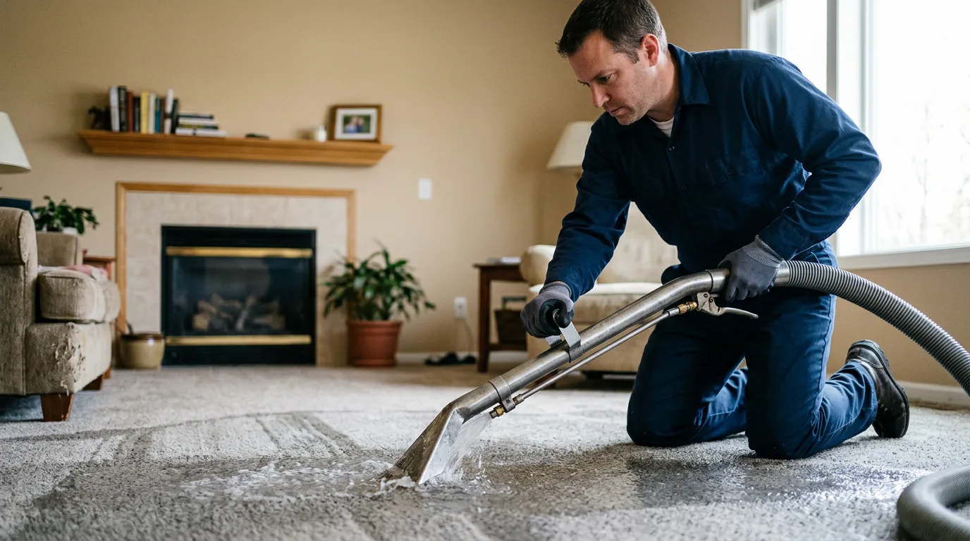 Water damage restoration technician working near Broadview Heights, OH